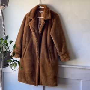 faux fur camel coat